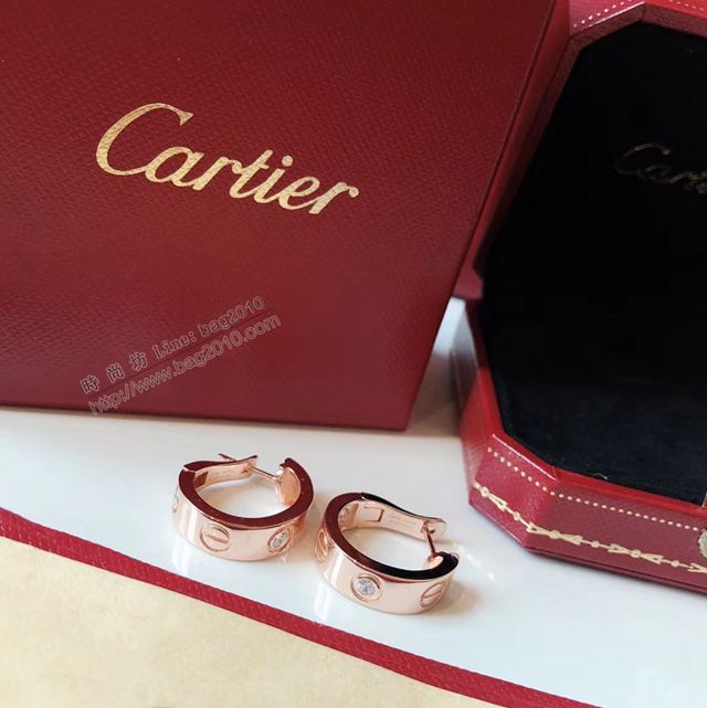 Cartier飾品 進口s925純銀 卡地亞耳環 love系列 單鑽螺絲印耳環  zgk1278